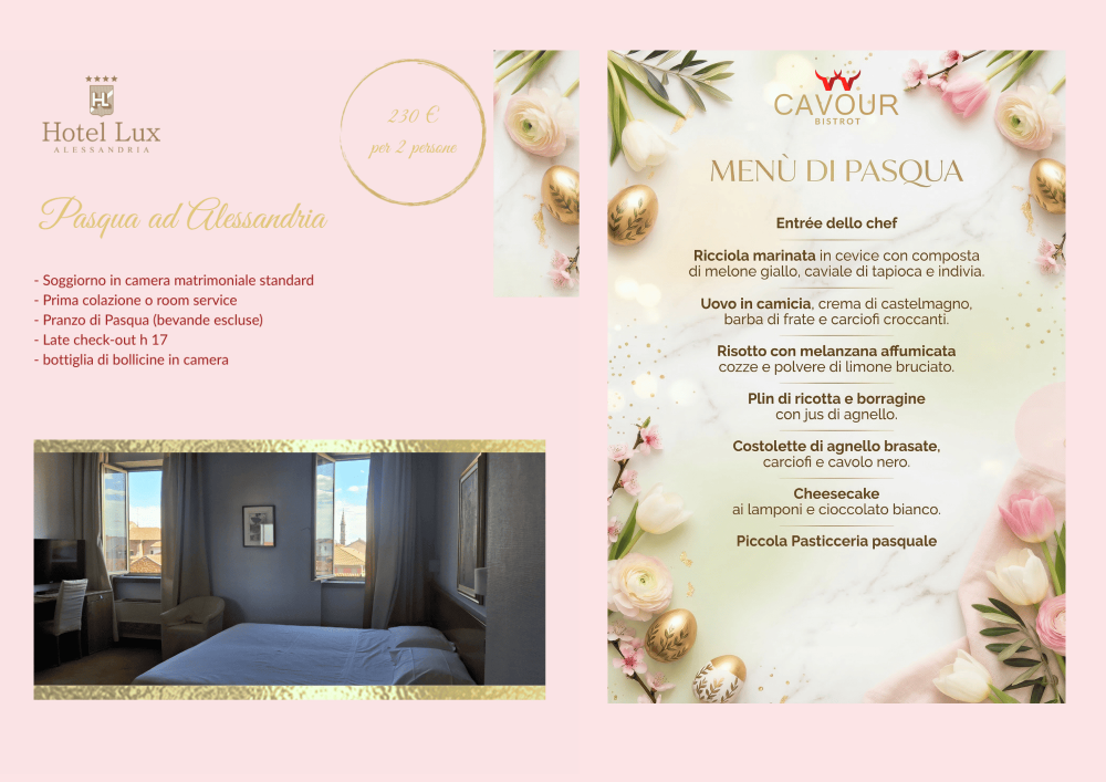 La Tua Pasqua in Centro ad Alessandria: Comfort e Gusto all'Hotel Lux