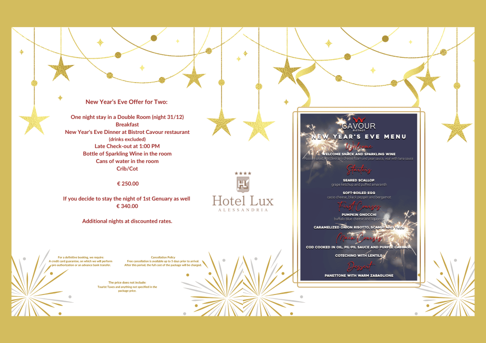 Your Classy New Year's Eve: Celebrate 2026 at Hotel Lux in Alessandria 